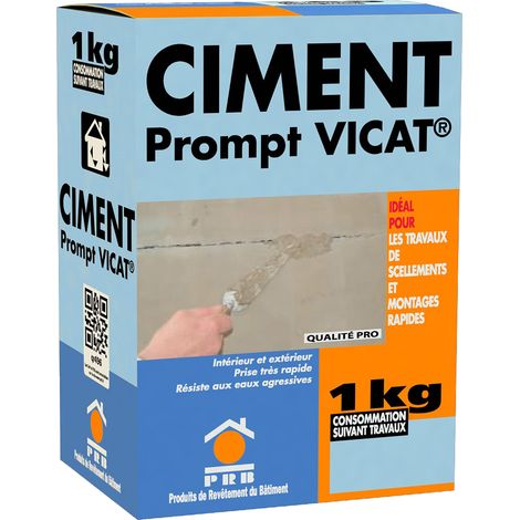 Ciment Prompt Naturel Vicat 1kg - Prise Ultra-Rapide, Haute Résistance Initiale - Idéal pour Réparations Express, Maçonnerie, Travaux de Construction et Rénovation - Séchage en Quelques Minutes
