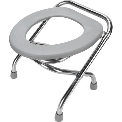 Chaise d'aisance Pliante Compacte en Acier Inoxydable pour Adultes avec Toilettes Antidérapantes et Conception Portable (30cm) (1/4)