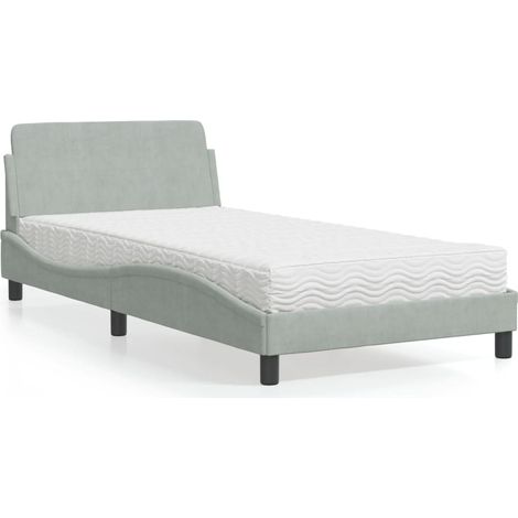Cama con colchón Dover terciopelo gris claro 100x200 cm vidaXL (1/5)