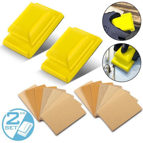STAHLWERK Set di 2 blocchi abrasivi manuali in PU espanso con abrasivo in velcro