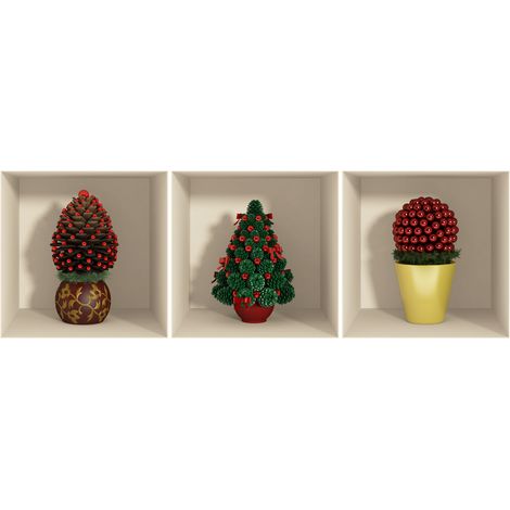 Sticker effet 3D sapins de Noël 30 x 90 cm (1/2)