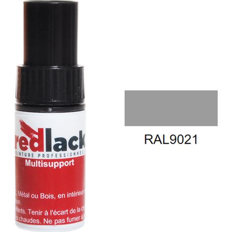 Retuschefläschchen mit Pinsel 9ml – RAL 9021 - Glanz - Camouflage Black NATO - für verschiedene Oberflächen - Redlack