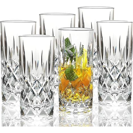 400ml verres à eau en tritan plastique Tumblers à Jus et Soda Acrylique Highball Gobelets à Cocktail Verre à Boisson Tasses Long Drink Incassables Réutilisables lavables au lave-vaisselle Sans BPA (1/5)