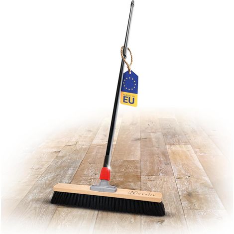 Balai de hall Novaliv 50 cm avec manche télescopique poils poils synthétiques balai fin avec manche balai d'atelier balai de hall balai industriel