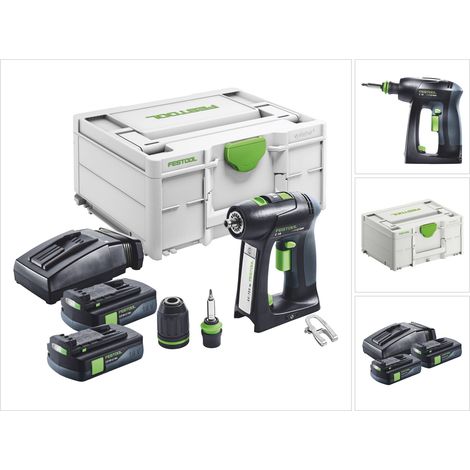 Trapano avvitatore a batteria Festool C 18-Basic 18 V 45 Nm brushless + 2x batteria ricaricabile 3,0 Ah + caricabatterie + systainer