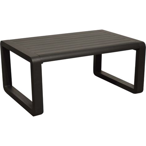 Table basse de jardin rectangulaire Quenza II – Structure aluminium – Plateau à lattes – Peinture époxy – Coloris graphite – 90 x 40 x 60 cm – Proloisirs (1/3)