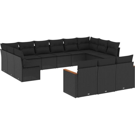 Maison Exclusive - 13-tlg. Garten-Sofagarnitur mit Kissen Schwarz