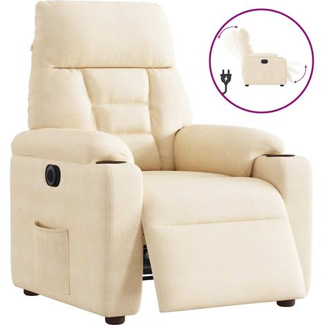 Poltrona Reclinabile Elettrica Beige in Tessuto di Microfibra vidaXL (1/5)