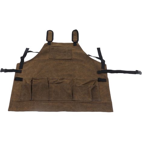 Tablier d'atelier de menuiserie, grande poche, bretelles réglables, tablier ciré pour menuisier et électricien (1/5)