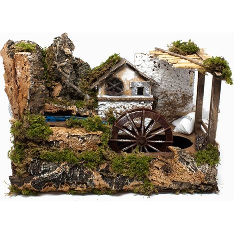 Mulino ad Acqua con Pompa Scena per Presepe 33x18 cm 10998 (1/3)