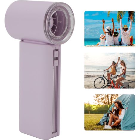Tragbarer, leiser, wiederaufladbarer Mini-Turboventilator mit 5 Geschwindigkeitsstufen – Ultrakompaktes, violettes ABS-Modell (220 g, 40 mm) – Exklusiv bei Mano (1/5)