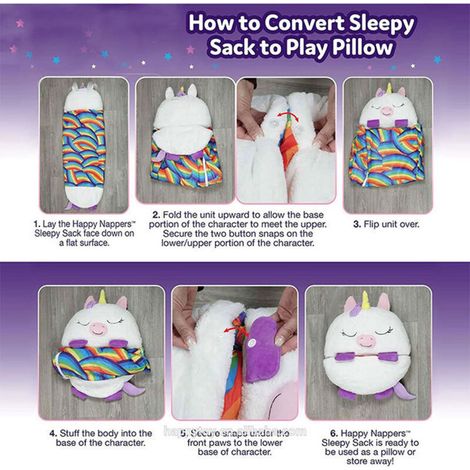 Coussin de jeu et sac de couchage Happy Nappers grand format, sac de couchage une pièce amusant pour enfants, surprenez vos enfants 160 cm x 61 cm