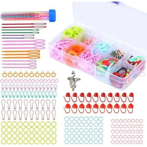 Lot de marqueurs de maille - 10 couleurs - Avec boîte de rangement - Pour tricot, crochet ou bricolage