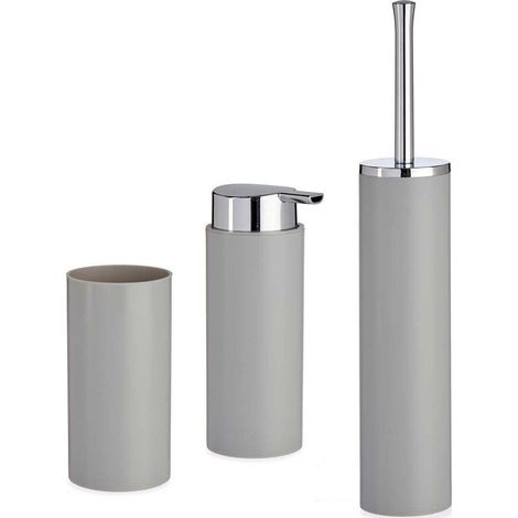 Berilo Modernes Badezimmer-Set Grau Plastik 3 Teile