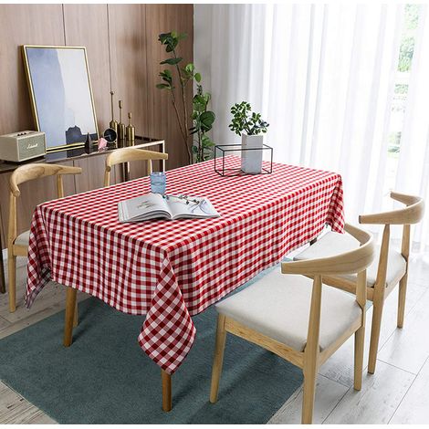 Nappe rectangulaire à carreaux - Résistante aux taches, imperméable et lavable - Motif vichy pour pique-niques en plein air et dîners festifs (6 tailles, 5 couleurs) (1/4)