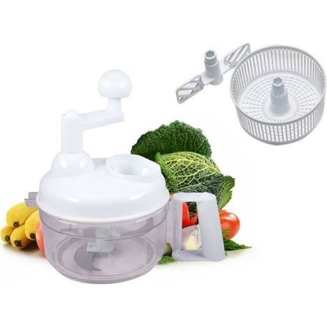 Robot Hachoir Manuel Lame Inox Fruits Légumes Viandes Batteur Séchoir Salade (1/2)