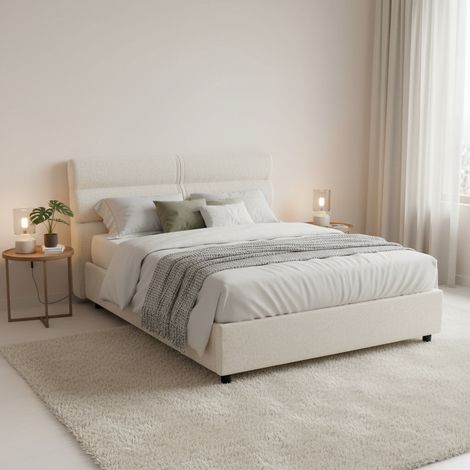 Cama Plaza y Media Brivio, Desenfundable, Contenedor Hecho en Italia, Tamaño del Colchón 120x190 cm, Beige (1/5)