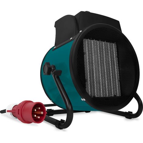 VONROC Calefactor eléctrico - ventilador - calefactor para garaje, taller y almacén - 3300W/5000W - alimentación trifásica 400V - cerámica - termostato - para espacios de hasta 48m2 (1/5)