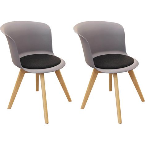 ENAEL - Lot de 2 Chaises Grises avec Assise Noire (1/4)
