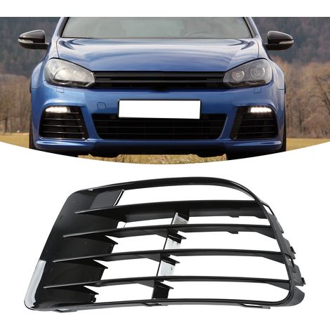 Ein schwarzer unterer Kühlergrilllüfter für die linke vordere Stoßstange 5K0853665E, eine Nebelscheinwerferblende und eine Nebelscheinwerferabdeckung, passend für den Volkswagen Golf MK6 R 2009-2013. (1/5)