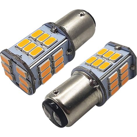 Lot de 2 ampoules LED jaunes BA15D 1142 1078 DC 6 V super lumineuses 5630 30SMD pour feux de recul, feux stop, feux arrière, clignotants.