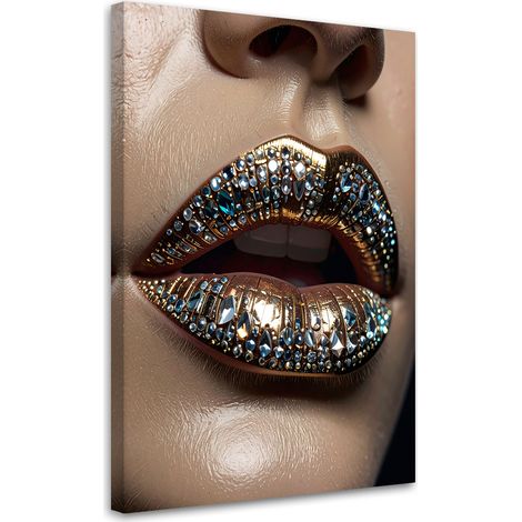 Quadro su tela, Labbra ricoperte di glitter colorati per un look glamour. - 40x60 (1/2)