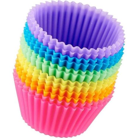 Lot de 18 moules à cupcakes ronds en silicone réutilisables de différentes couleurs-Fei Yu (1/4)