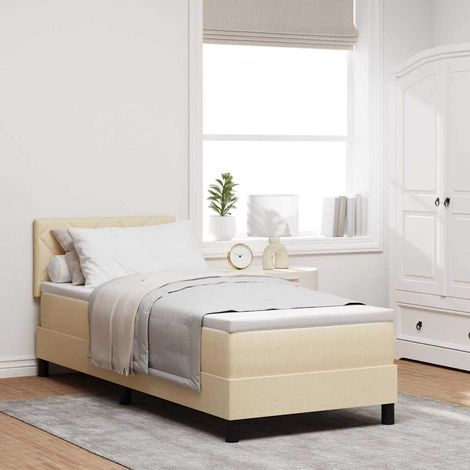 Boxspringbett mit Matratze mit Kopfteil Creme 80 x 200 cm Stoff
