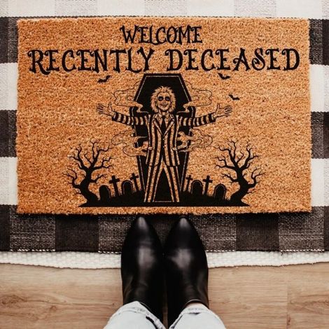 Paillasson Halloween Effrayant Original Famille Addams 60x90cm Tapis Bienvenue Déco Porte Entrée Extérieur Antidérapant
