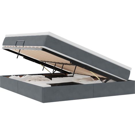 Letto con contenitore e materasso Grigio scuro 160 x 200 cm vidaXL