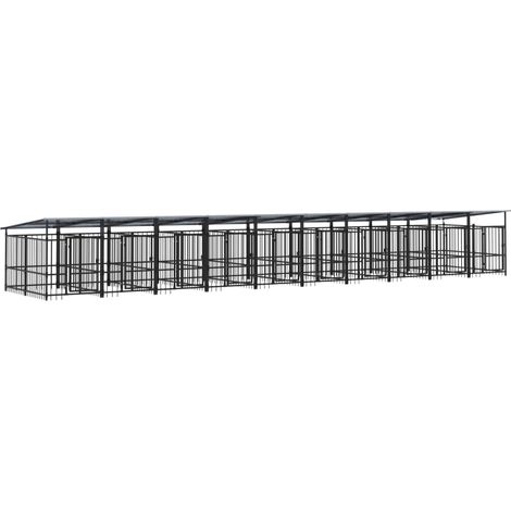 Maison Exclusive - Chenil d'extérieur avec toit pour chiens Acier 18,77 m²