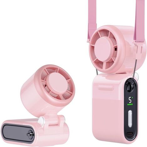 Ventilatore turbo portatile，piccolo ma potente，mini ventilatore ricaricabile ad alta velocità a 5 velocità，regalo per donne e uomini (Rosa) (1/5)