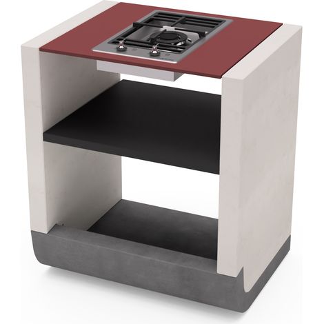 TUOZI - Módulo de soporte SUD Gas para Barbacoa de Obra Prefabricada (Blanco, gris, rojo - 81 x 60 x 60 cm) - Uso en Exteriores (1/2)