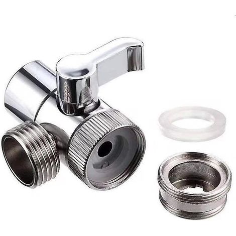 Adaptateur de robinet avec inverseur, vanne de vidange et raccord pour WC, bidet, douche et cuisine (1 pièce)