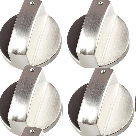 Lot de 4 boutons de rechange en métal argenté, 8 mm, adaptés aux cuisinières à gaz, boutons rotatifs (1/5)