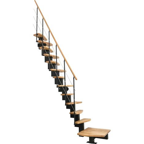 Minka Mittelholmtreppe Quatro ¼-gewendelt in Buche klar lackiert, UK schwarz mit 299cm Geschosshöhe (1/5)