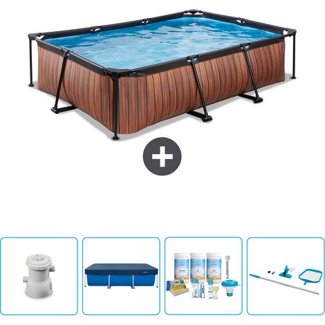 Exit-toys Piscina Exit Rettangolare - Effetto legno - 300x200x65 cm - 7-pezzi  SCB7 (1/5)