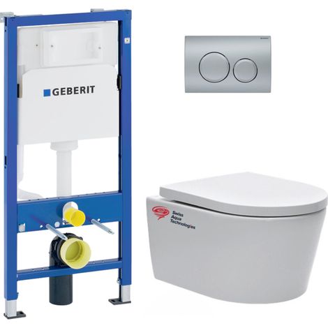 pack Bati-support Geberit + cuvette suspendue Swiss Aqua Technologies sans bride + plaque Delta20 chrome mat (1/5)