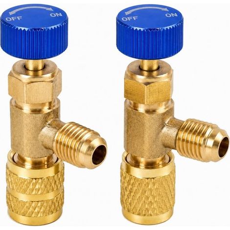 Vanne de réfrigérant en laiton pour climatisation R22, adaptateur 5/16" mâle vers 1/4" femelle, raccord universel anti-fuite, lot de 2 (1/5)