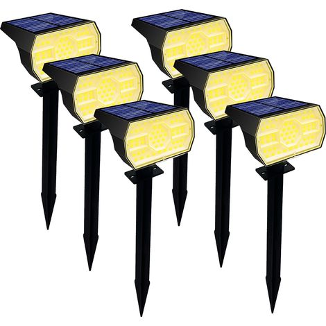 Lot de plusieurs projecteurs solaires, 56 LED, lumière blanche chaude 3000K, étanche IP65, pour jardin, pelouse et allée (1/5)