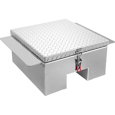 Coffre à outils pour benne de camion, 770 x 610 x 310 mm, boîte à outils pour camion robuste en aluminium avec plaque diamantée, coffre de rangement charge 100 kg, pour pick-up, remorque, argent (1/5)