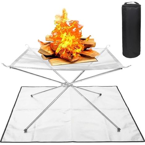 Portable Outdoor Fire Pit 22 Inch Stainless Steel Fire Pit with Fire Mat and Carry Bag Stainless Steel Outdoor Fire Pit for Outdoor Garden Camping Patio BBQ (1/2)