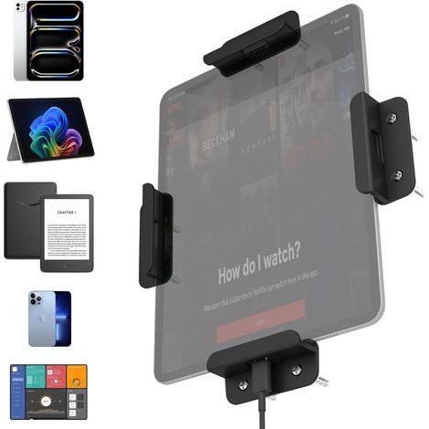 Support Mural Universel Modulaire 4 Pièces pour Tablette/Smart Home Compatible avec 15, Surface, Pour panneau de commande, Double montage adhésif/vis, Antivol sécurisé (1/5)