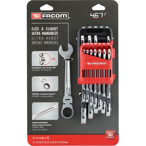 Set aus 12 verstellbaren Ratschen-Schlüsseln in Etui