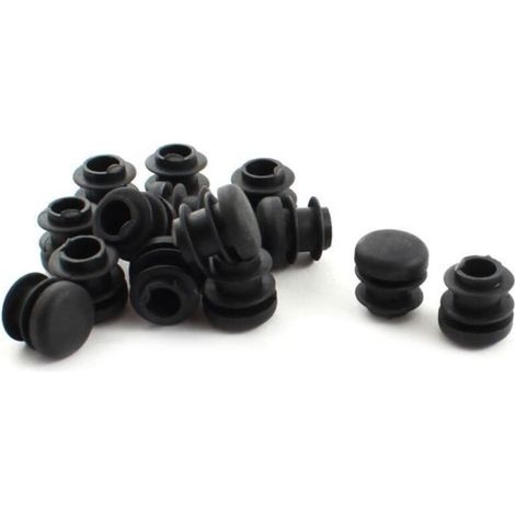15Pcs Bouchon d\'obturation en plastique noir Tube rond Inserer Pipe Bung 16mm (1/3)
