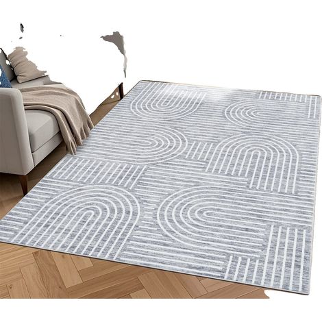 Alfombra de poliéster suave, lavable a máquina, color ceniza, 160 x 230 cm. (1/2)