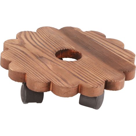 Support rond amovible en bois massif pour pot de fleurs (1/5)