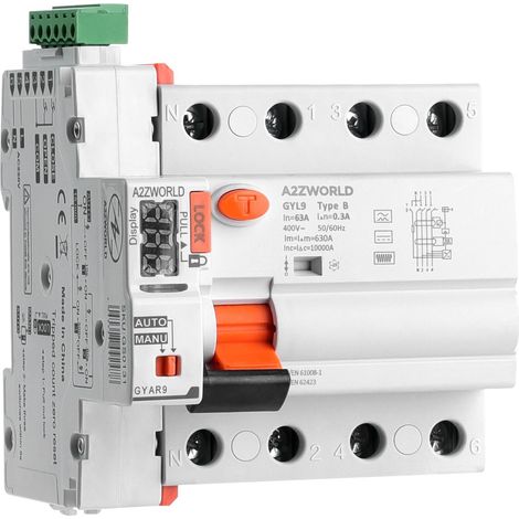 RCCB Interruttore Differenziale Riarmo Automatico Tipo B 3P+N 5M 10000A 63A AC 400V IP20 IEC61008-1 / IEC62423 GYL9, Disponibili 30mA 300mA (300mA)
