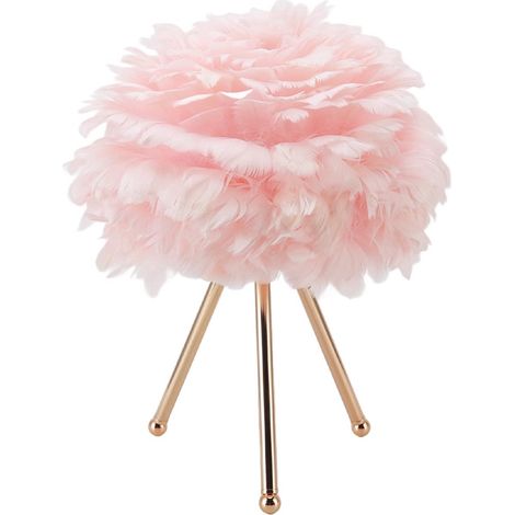 Lampe de table Feather - Lampe à plumes tactile, 3 températures de couleur, luminosité réglable - Veilleuse rechargeable USB - Rose