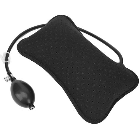 Coussin de soutien lombaire gonflable à pression manuelle, réglable, pour voiture, voyage et bureau, noir (1/5)